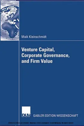 Kleinschmidt | Venture Capital, Corporate Governance, and Firm Value | E-Book | www.sack.de