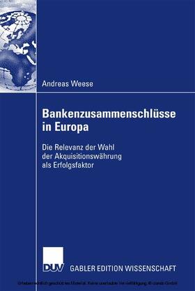 Weese | Bankenzusammenschlüsse in Europa | E-Book | sack.de