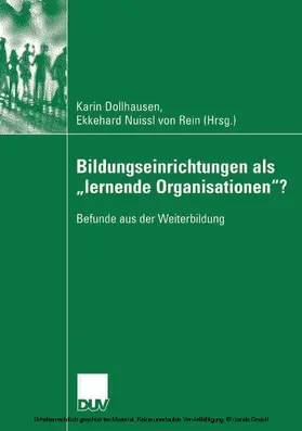 Dollhausen / Nuissl von Rein | Bildungseinrichtungen als "lernende Organisationen"? | E-Book | sack.de