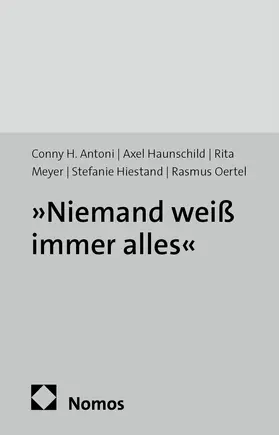 Antoni / Haunschild / Meyer |  "Niemand weiß immer alles" | Buch |  Sack Fachmedien