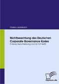 Lauterbach |  Nichtbeachtung des Deutschen Corporate Governance Kodex | Buch |  Sack Fachmedien