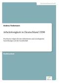 Tiedemann |  Arbeitslosigkeit in Deutschland 1998 | Buch |  Sack Fachmedien