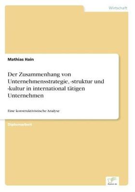 Hain |  Der Zusammenhang von Unternehmensstrategie, -struktur und -kultur in international tätigen Unternehmen | Buch |  Sack Fachmedien