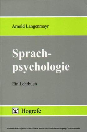 Langenmayr | Sprachpsychologie | E-Book | sack.de