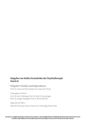 Goebel / Thora |  Ratgeber Tinnitus und Hyperakusis | eBook | Sack Fachmedien