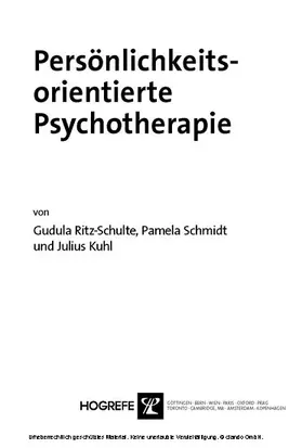 Kuhl / Ritz-Schulte / Schmidt |  Persönlichkeitsorientierte Psychotherapie | eBook | Sack Fachmedien