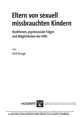 Bange |  Eltern von sexuell missbrauchten Kindern | eBook | Sack Fachmedien