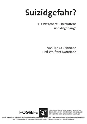 Teismann / Dorrmann |  Suizidgefahr? | eBook | Sack Fachmedien