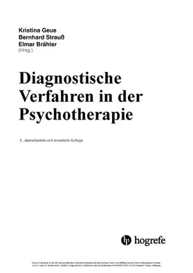 Geue / Strauß / Brähler | Diagnostische Verfahren in der Psychotherapie | E-Book | www.sack.de