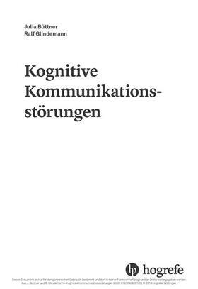 Büttner / Glindemann | Kognitive Kommunikationsstörungen | E-Book | sack.de