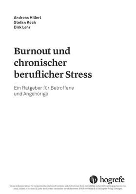 Hillert / Koch / Lehr |  Burnout und chronischer beruflicher Stress | eBook | Sack Fachmedien