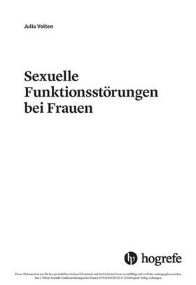 Velten | Sexuelle Funktionsstörungen bei Frauen | E-Book | sack.de