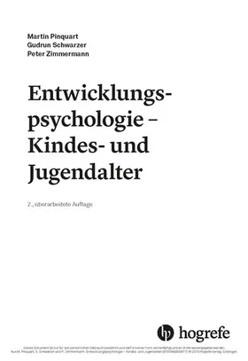 Pinquart / Schwarzer / Zimmermann | Entwicklungspsychologie - Kindes- und Jugendalter | E-Book | www.sack.de