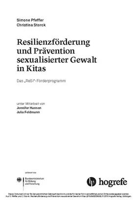 Pfeffer / Storck |  Resilienzförderung und Prävention sexualisierter Gewalt in Kitas | eBook | Sack Fachmedien