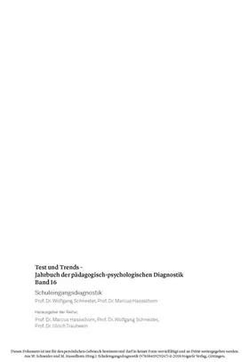 Schneider / Hasselhorn |  Schuleingangsdiagnostik | eBook | Sack Fachmedien