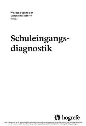 Schneider / Hasselhorn | Schuleingangsdiagnostik | E-Book | sack.de