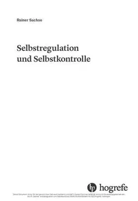 Sachse | Selbstregulation und Selbstkontrolle | E-Book | sack.de
