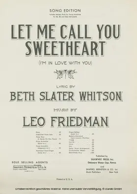 Friedman / Whitson |  Let Me Call You Sweatheart (I'm In Love With You) | eBook | Sack Fachmedien