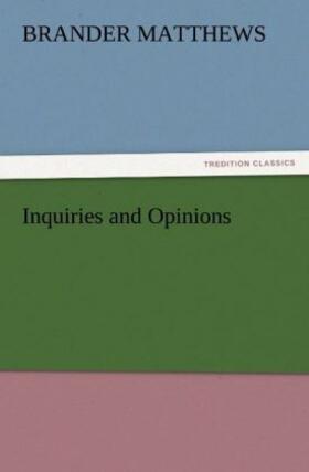 Matthews |  Inquiries and Opinions | Buch |  Sack Fachmedien