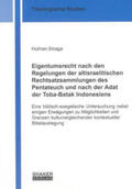 Sinaga |  Eigentumsrecht nach den Regelungen der altisraelitischen Rechtsatzsammlungen des Pentateuch und nach der Adat der Toba-Batak Indonesiens | Buch |  Sack Fachmedien