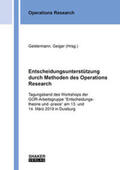 Geldermann / Geiger |  Entscheidungsunterstützung durch Methoden des Operations Research | Buch |  Sack Fachmedien