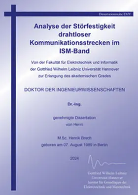 Brech |  Analyse der Störfestigkeit drahtloser Kommunikationsstrecken im ISM-Band | Buch |  Sack Fachmedien