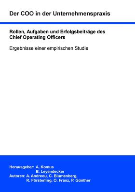 Günther / Blumenberg / Andreou | Der COO in der Unternehmenspraxis | E-Book | sack.de