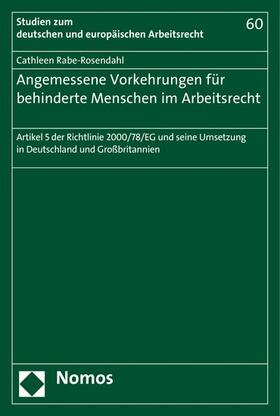 Rabe-Rosendahl | Angemessene Vorkehrungen für behinderte Menschen im Arbeitsrecht | E-Book | sack.de