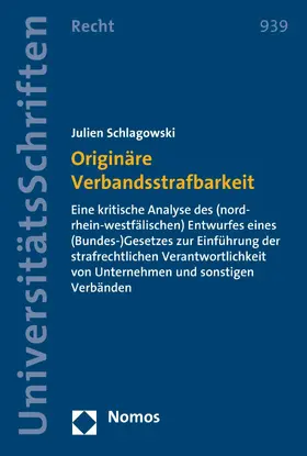 Schlagowski |  Originäre Verbandsstrafbarkeit | eBook | Sack Fachmedien