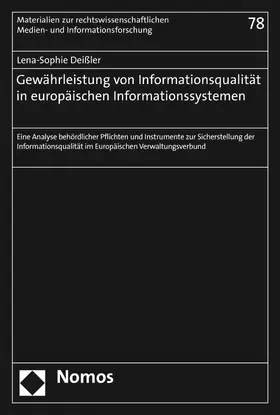 Deißler |  Gewährleistung von Informationsqualität in europäischen Informationssystemen | eBook | Sack Fachmedien