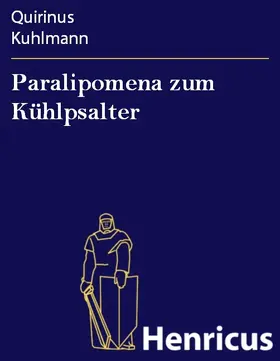 Kuhlmann |  Paralipomena zum Kühlpsalter | eBook | Sack Fachmedien