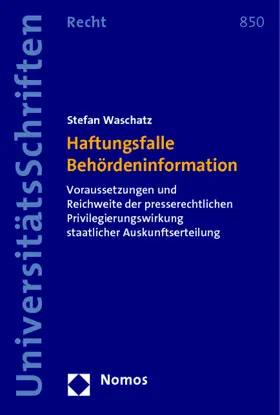 Waschatz |  Haftungsfalle Behördeninformation | Buch |  Sack Fachmedien