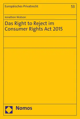 Watson |  Das Right to Reject im Consumer Rights Act 2015 | Buch |  Sack Fachmedien