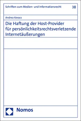 Kovacs | Die Haftung der Host-Provider für persönlichkeitsrechtsverletzende Internetäußerungen | Buch | 978-3-8487-5193-8 | www.sack.de