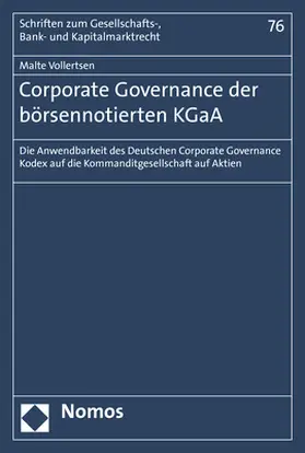 Vollertsen |  Corporate Governance der börsennotierten KGaA | Buch |  Sack Fachmedien