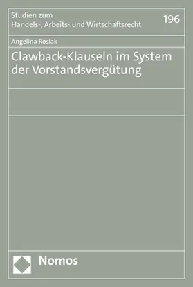 Rosiak |  Clawback-Klauseln im System der Vorstandsvergütung | Buch |  Sack Fachmedien
