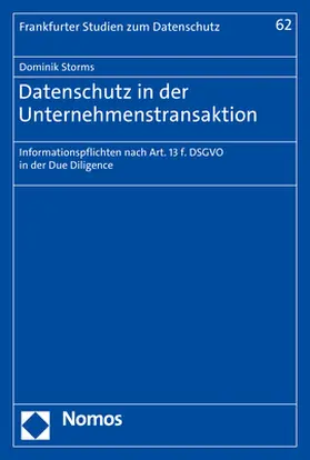 Storms |  Datenschutz in der Unternehmenstransaktion | Buch |  Sack Fachmedien