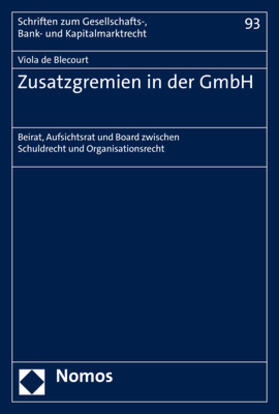 de Blecourt |  de Blecourt, V: Zusatzgremien in der GmbH | Buch |  Sack Fachmedien