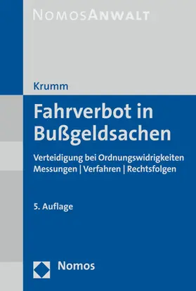 Krumm |  Fahrverbot in Bußgeldsachen | Buch |  Sack Fachmedien