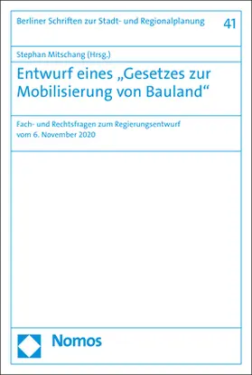 Mitschang |  Entwurf eines „Gesetzes zur Mobilisierung von Bauland" | Buch |  Sack Fachmedien
