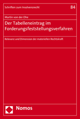 von der Ohe | Ohe, M: Tabelleneintrag im Forderungsfeststellungsverfahren | Buch | 978-3-8487-7900-0 | sack.de