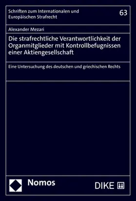 Mezari |  Die strafrechtliche Verantwortlichkeit der Organmitglieder mit Kontrollbefugnissen einer Aktiengesellschaft | Buch |  Sack Fachmedien