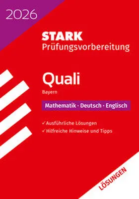  STARK Lösungen zu Mathematik, Deutsch, Englisch 9. Klasse - Quali Mittelschule 2026 Bayern - Prüfungsvorbereitung | Buch |  Sack Fachmedien