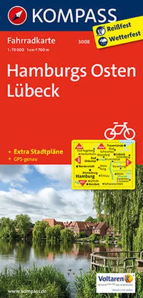  KOMPASS Fahrradkarte Hamburgs Osten, Lübeck 1:70000 | Sonstiges |  Sack Fachmedien