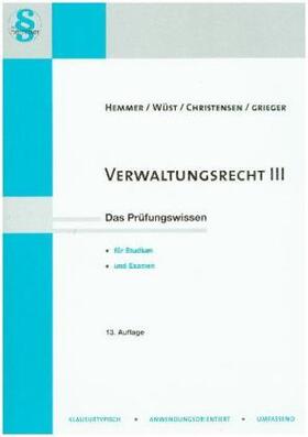 Hemmer / Wüst / Christensen | Verwaltungsrecht 3 | Buch | 978-3-86193-597-1 | sack.de