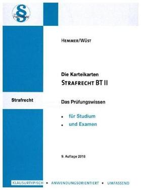 Hemmer / Wüst | Strafrecht BT 2. Karteikarten | Buch | 978-3-86193-696-1 | sack.de