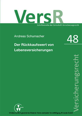 Schumacher / Lorenz |  Der Rückkaufswert von Lebensversicherungen | eBook | Sack Fachmedien