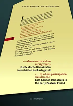 Frese / Kaminsky / Bundesstiftung zur Aufarbeitung der SED-Diktatur |  „… denen mitzuwirken versagt war.“ / “... to whom participation was denied.” | Buch |  Sack Fachmedien