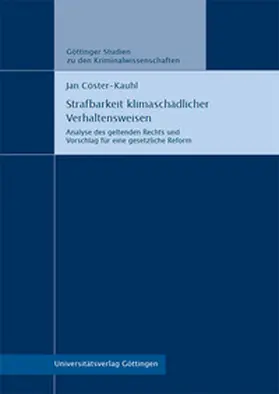 Cöster-Kauhl |  Strafbarkeit klimaschädlicher Verhaltensweisen | Buch |  Sack Fachmedien
