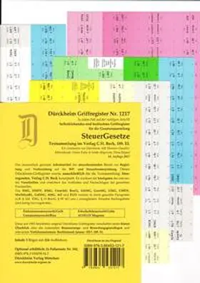 Glaubitz / Dürckheim / Rüppel |  SteuerGesetze Griffregister Nr. 1217 (2017/2018): 224 selbstklebende und farbig bedruckte Griffregister für die Steuergesetze, 190.EL | Loseblattwerk |  Sack Fachmedien